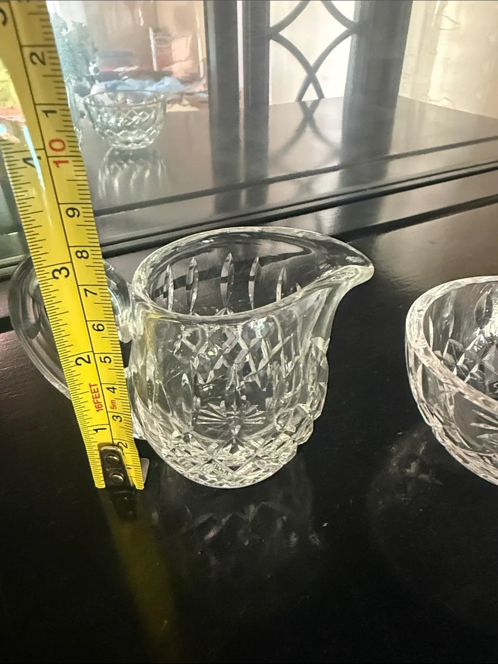 Clear Cut-Glass Creamer and Sugar Bowl - Clear Glass